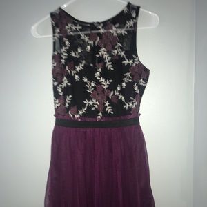 Black Lace and purple flowered dress